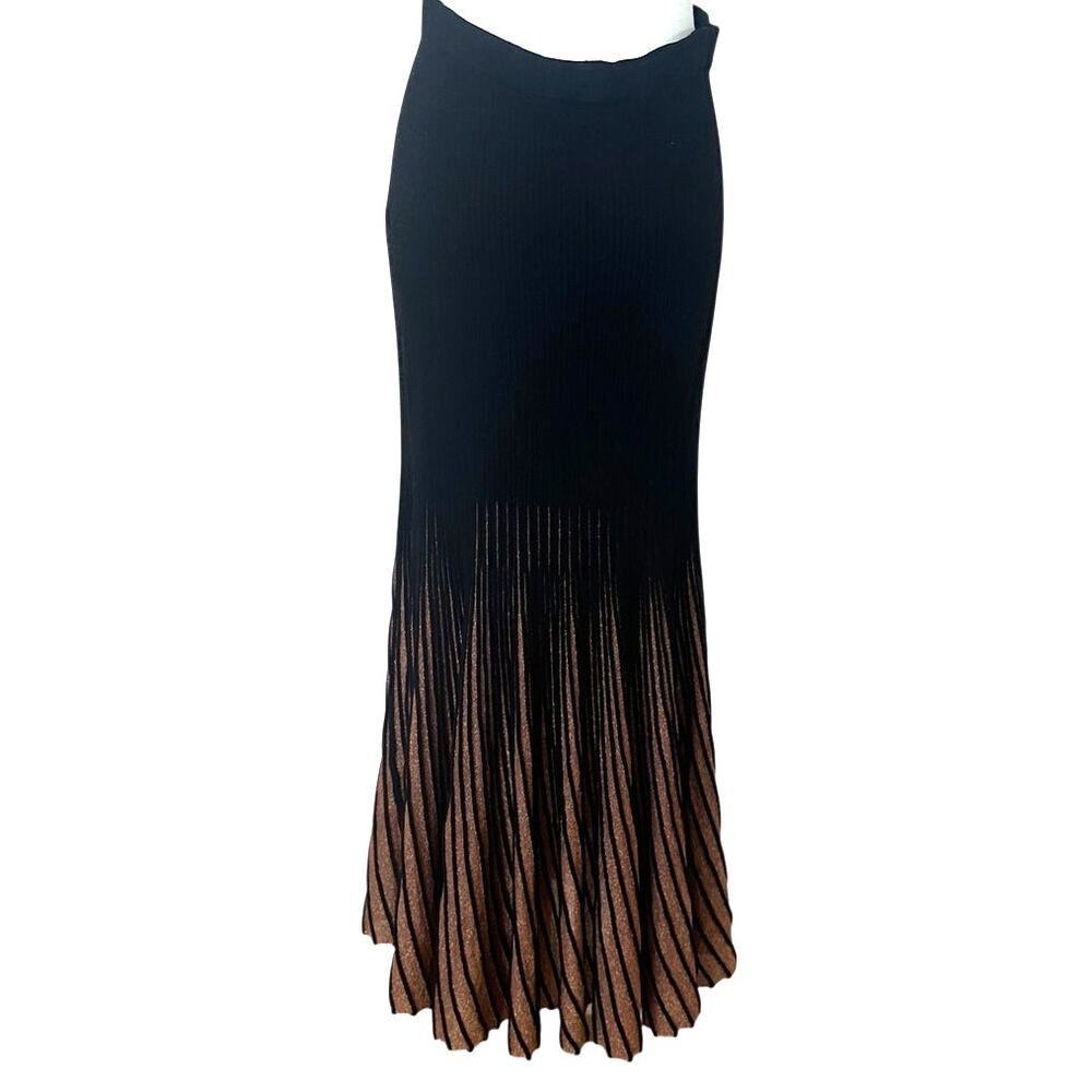 Ulla Johnson Black Metallic Midi Skirt SMALL Ombre Cocktail Work Designer $500 - Picture 10 of 13